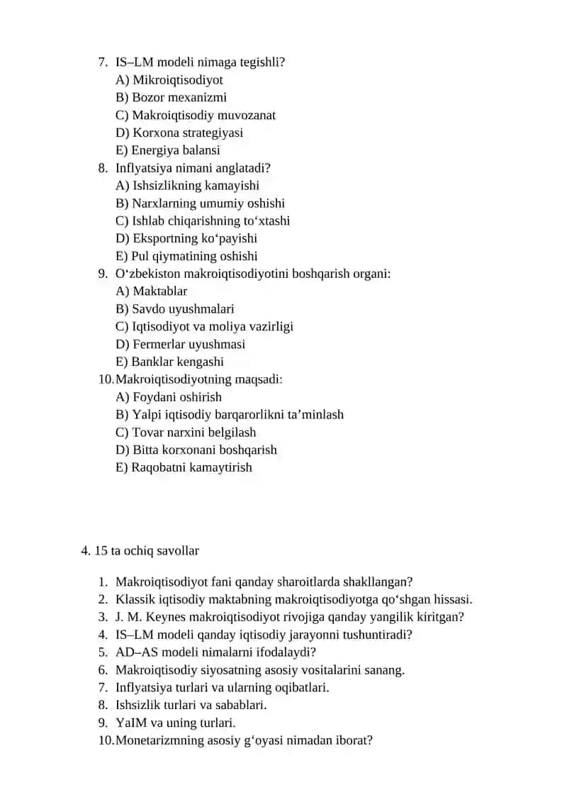 Makroiqtisodiyotni fan sifatida shakllanishi va rivojlanishi 4