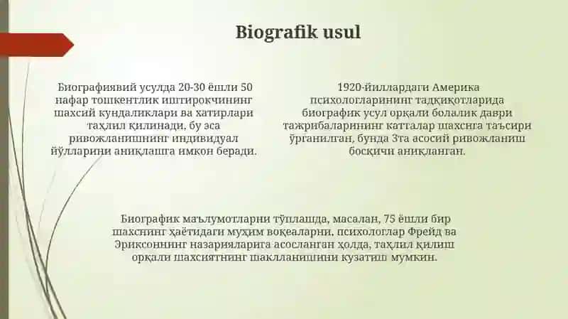 Rivojlanish psixologiyasi metodlari 4
