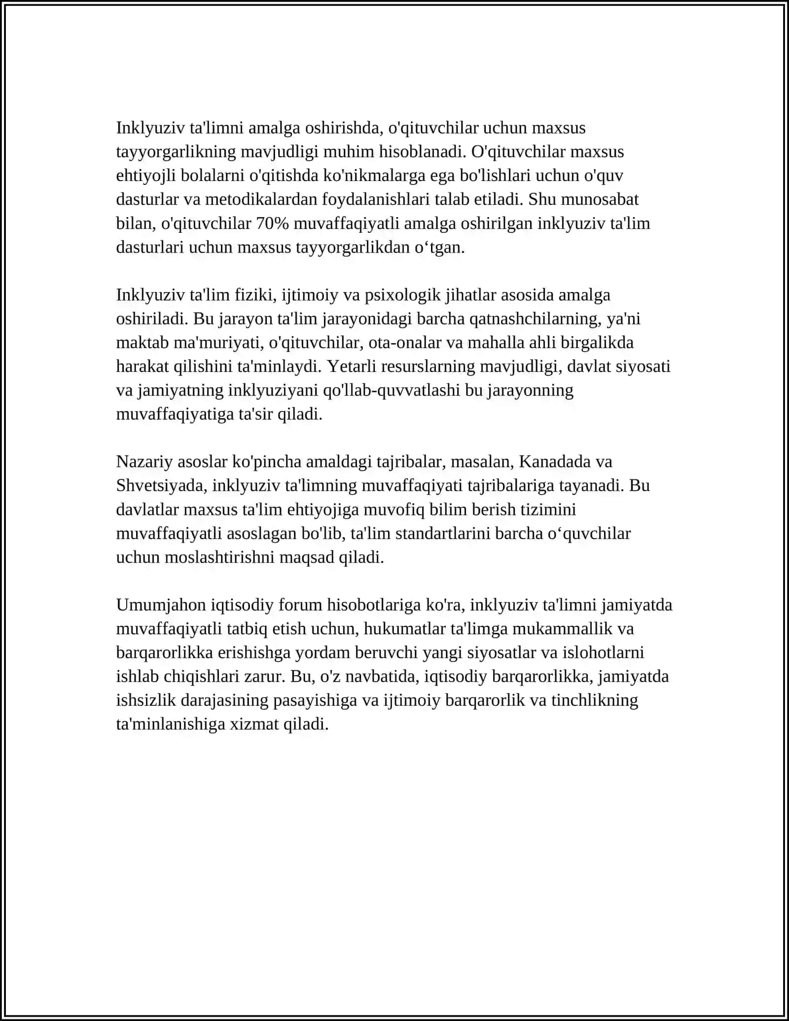 TURLI YO'NALISHDAGI ILMIY TADQIQOTLARDA INKLYUZIV TA’LIM MUAMMOLARINI O’RGANISH 4