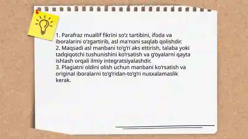 Akademik yozuv. Parafres qilish va plagatning oldini olish usullari 4