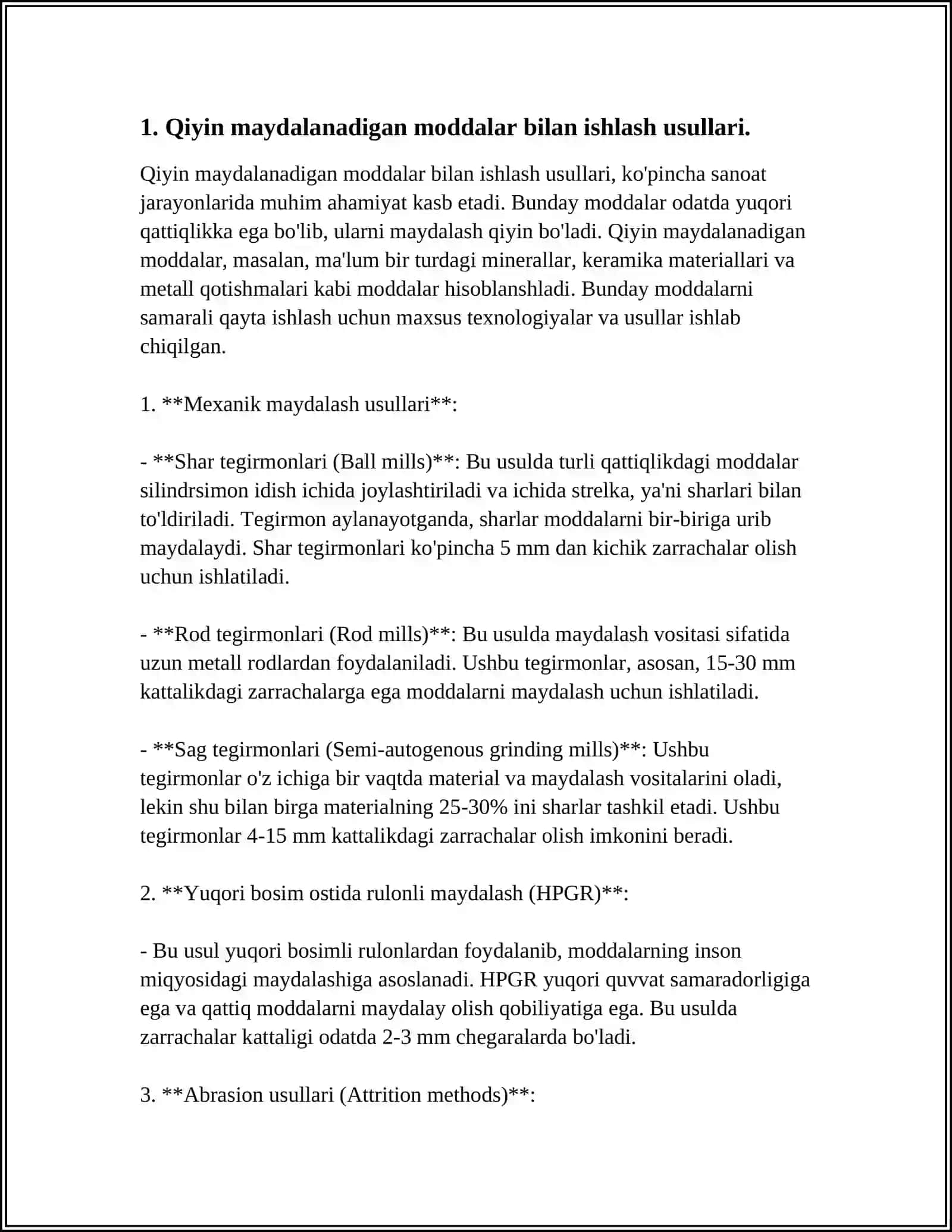 Qiyin maydalanadigan moddalar bilan ishlash usullari 4