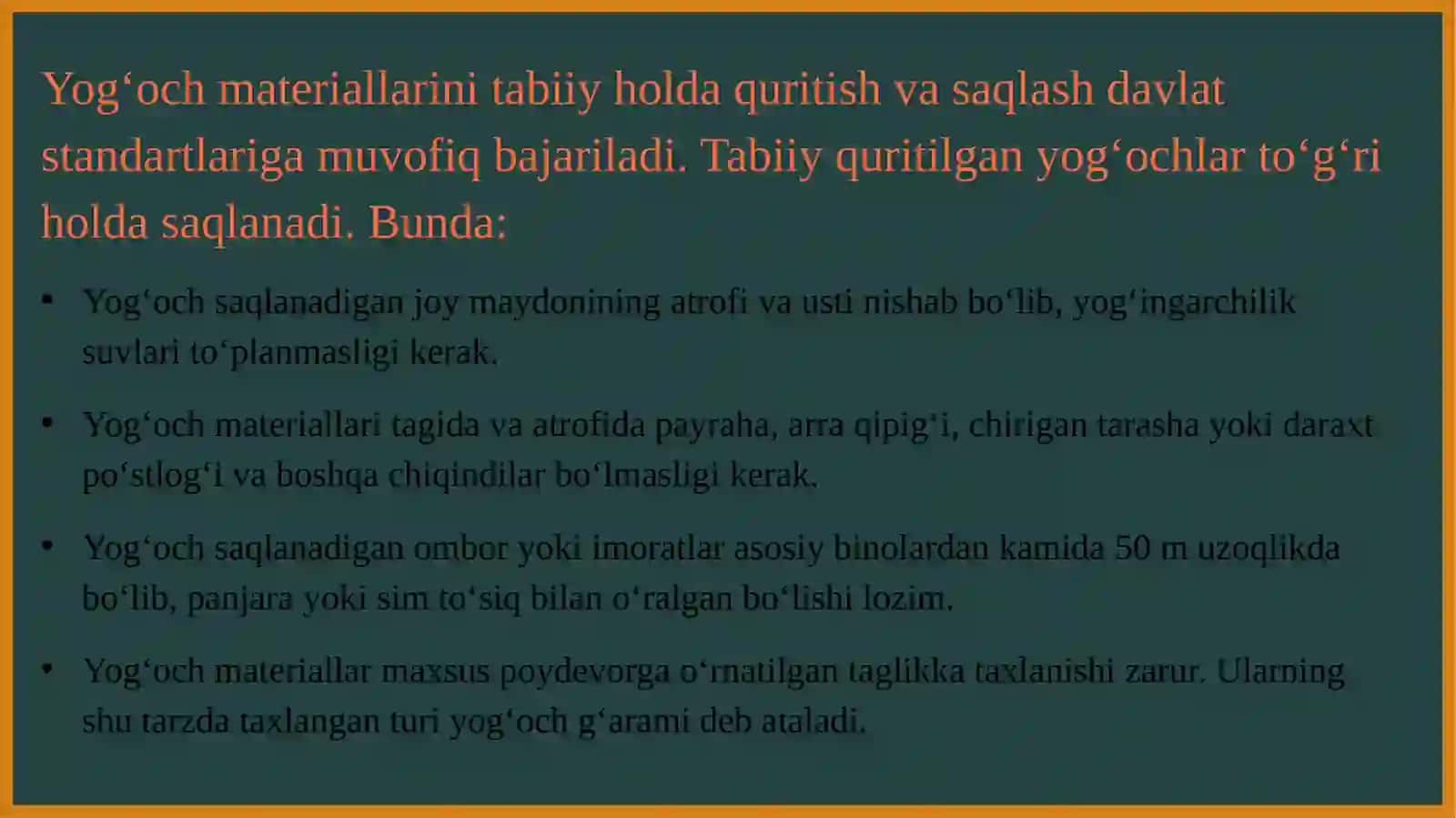 7-Sinflar uchun yog'ochni quritish va saqlash 4