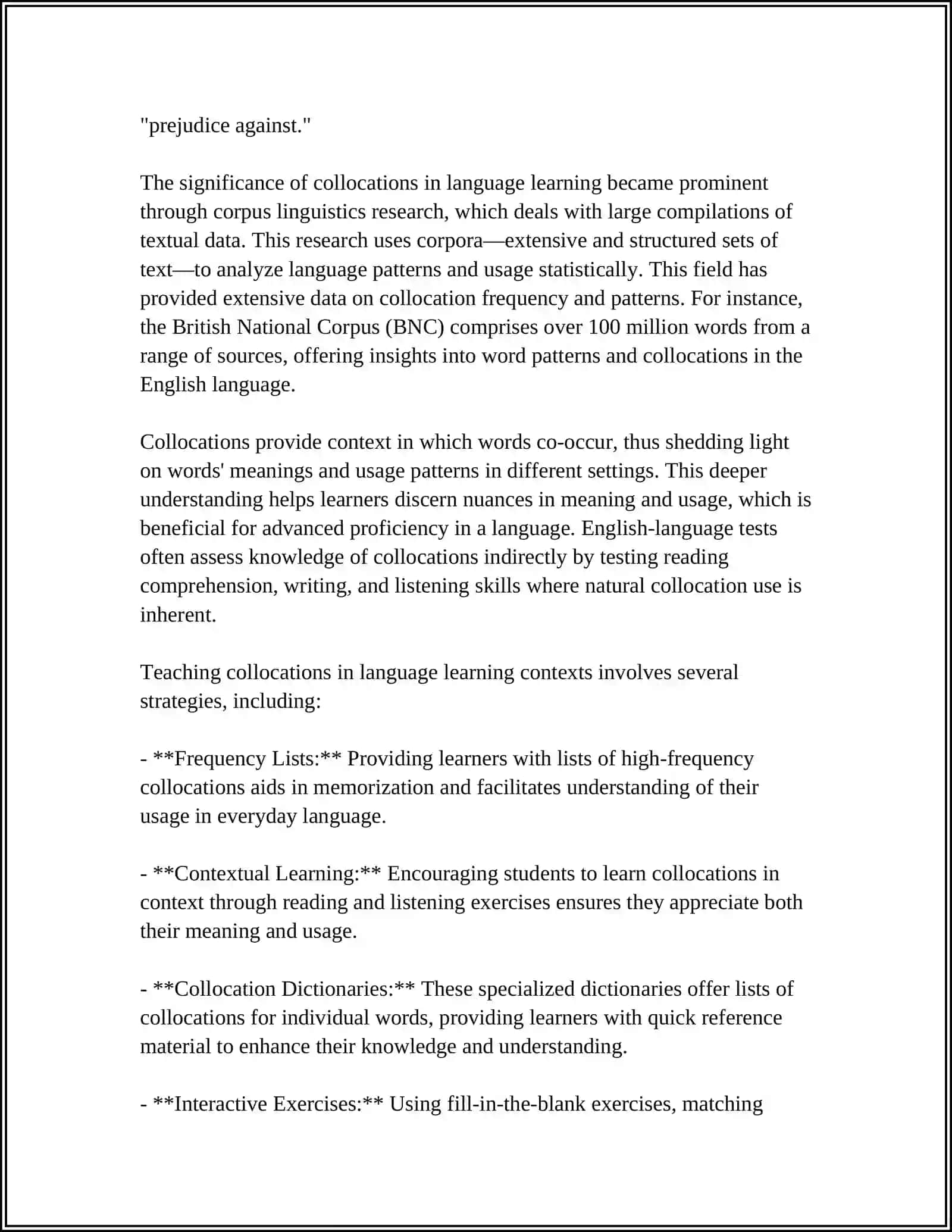THE IMPORTANCE OF COLLOCATION LEARNING FOR ENGLISH LANGUAGE LEARNERS IN DEVELOPING 4 MAIN SKILLS 4