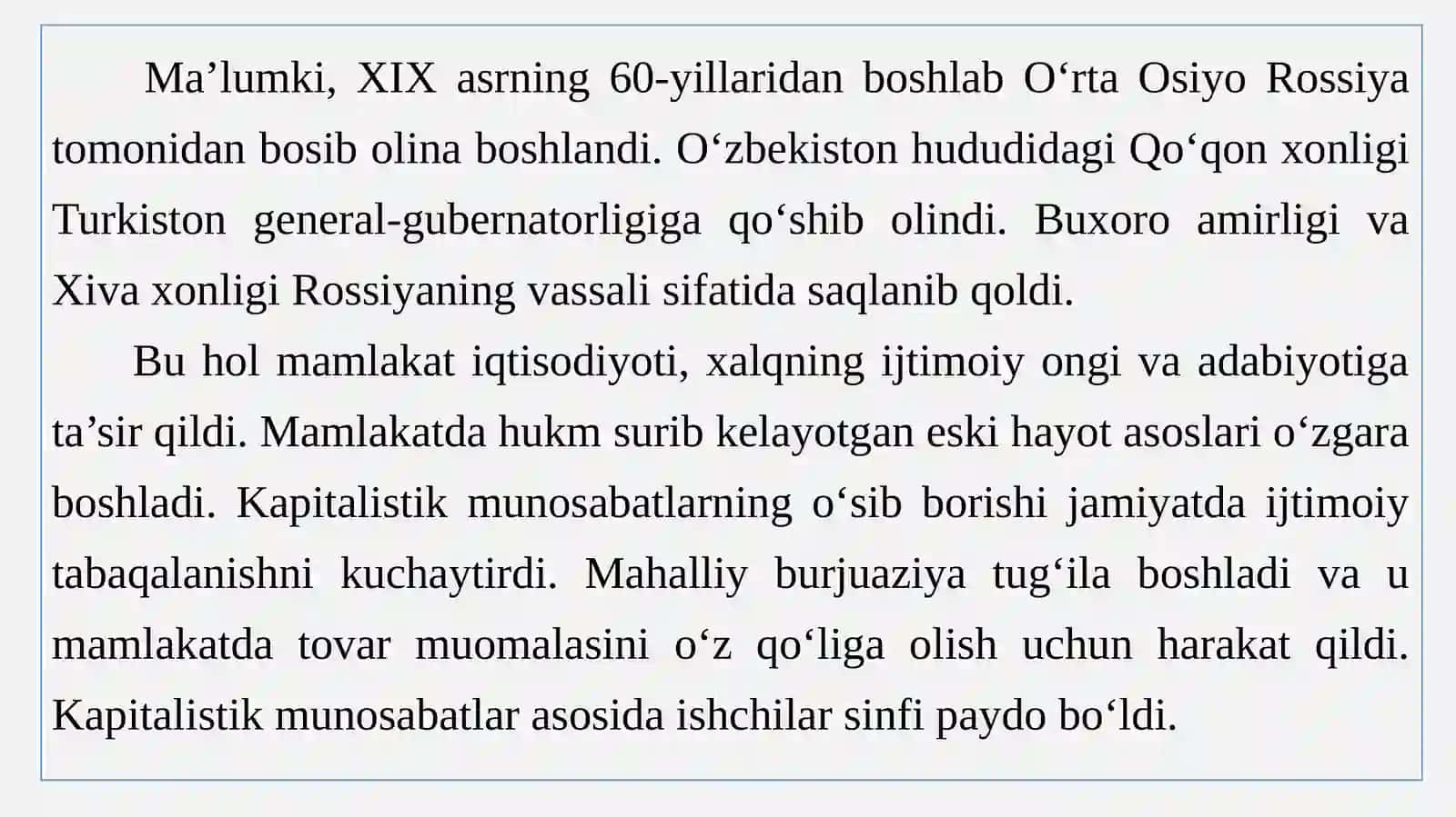 XIX asrning ikkinchi yarmi va XX asr boshlaridagi oʻzbek adabiy tilining xususiyatlari. Hozirgi oʻzbek adabiy tili davri 4