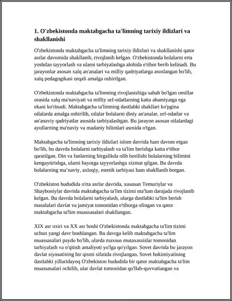 O'ZBEKISTONDA MAKTABGACHA TA'LIMNING VUJUDGA KELISHI VA TARAQQIYOT BOSQICHLARI 4