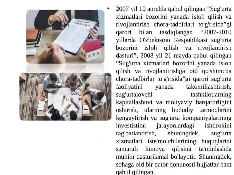 Sugu’rta munosabatlarining huquqiy asoslari. Sug‘urta tariflarini qurush asoslari 4