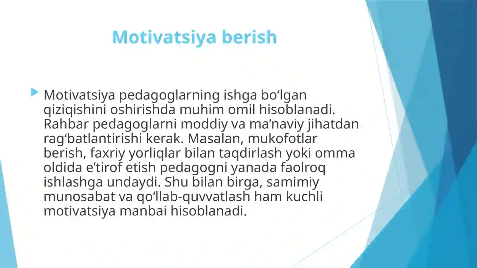 Pedagoglarningkasbiy faolligini oshirishda rahbarlarning vazifalari 4