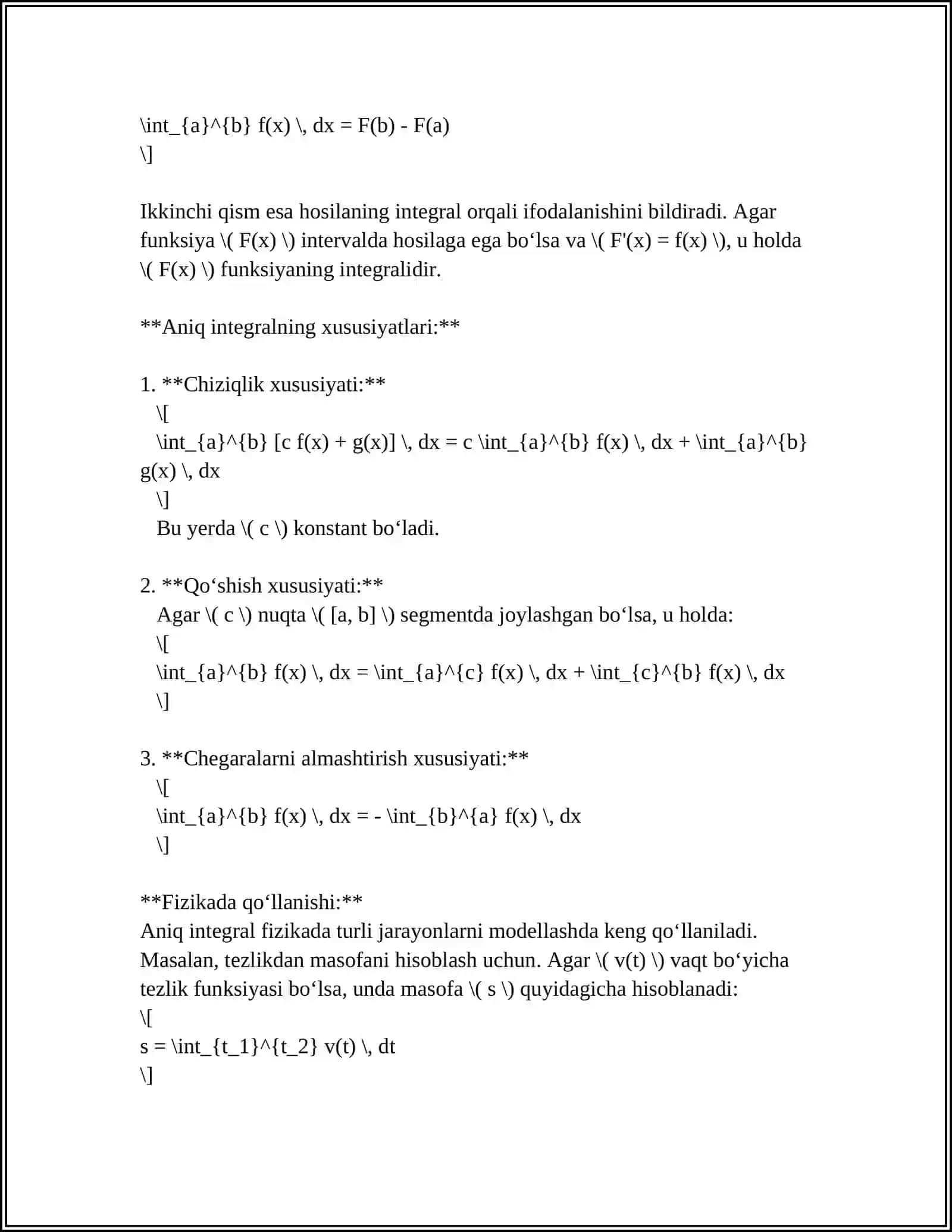 ANIQ INTEGRAL VA UNING XOSSALARI 4