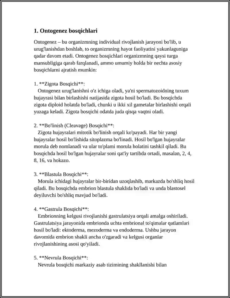 ONTAGENEZNING RIVOJLANISH HUSUSIYATLARI (GLOSSARIYLAR TO'PLASH) 4