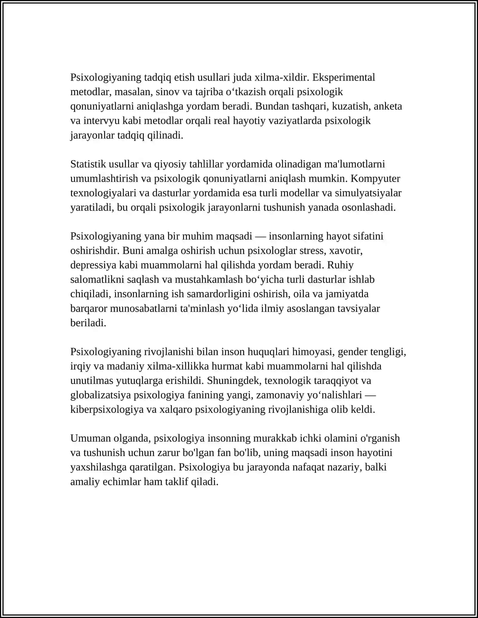 UMUMIY PSIXOLOGIYA FANINING PREDMETI VAZIFALARI METODLARI 4