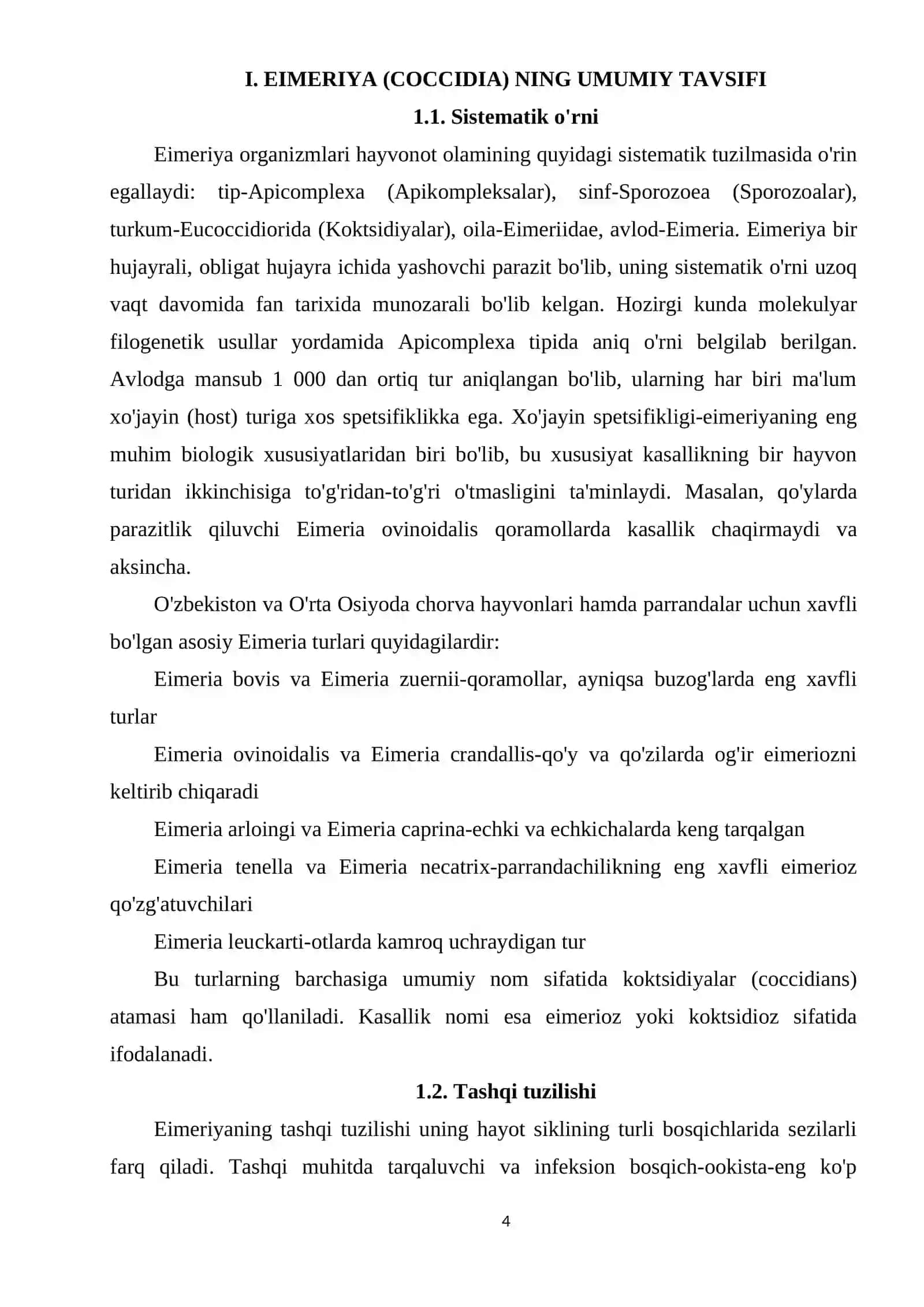 Chorva hayvonlarining ovqat hazm qilish sistemasida yashovchi parazit-Eimeriya (Coccidia) 4