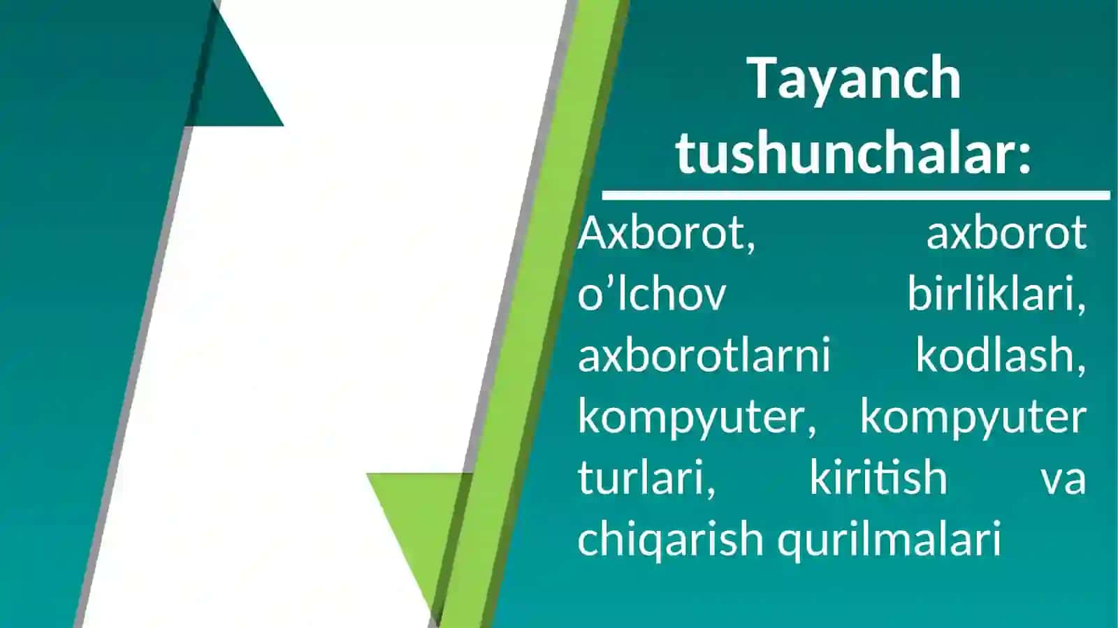 Axborot texnologiyalarini kasbiy faoliyatda qo‘llash fanining predmeti, vazifalari va maqsadi.Zamonaviy kompyuterlar va ularning arxitekturasi 4