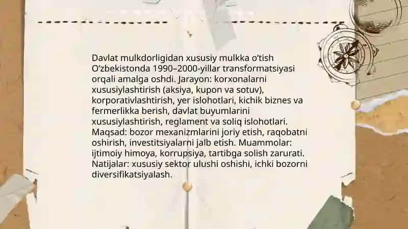 Iqtisodiy islohotlar ba xususiy mulkchilikning shakllanishi 4
