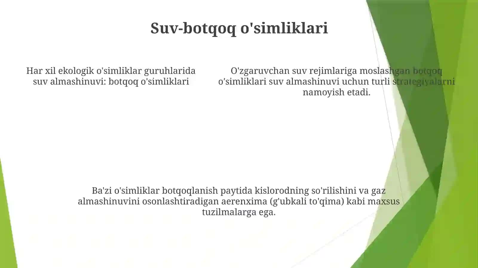 Turli Ekologik Òsimlik Guruhlarida Suv Almashinuvi 4