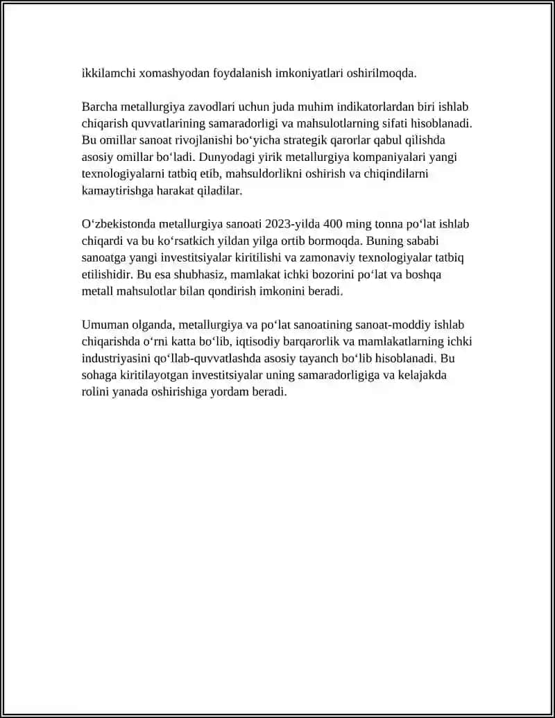 SANOAT-MODDIY ISHLAB CHIQARISHNING ENG YIRIK YETAKCHI TARMOGI 4