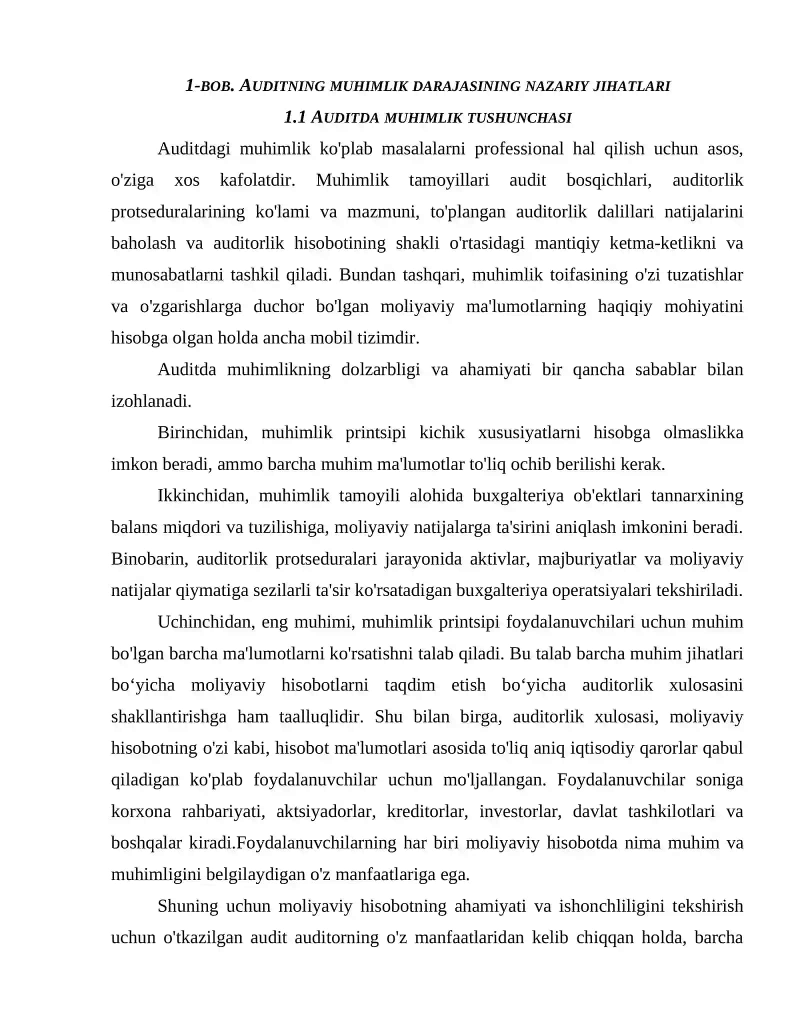Auditning muhimlik darajasining nazariy jihatlari 4