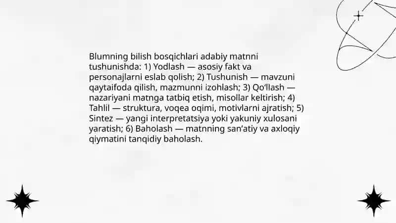 Blum taksonomiyasi va adabiy taʼlim 4