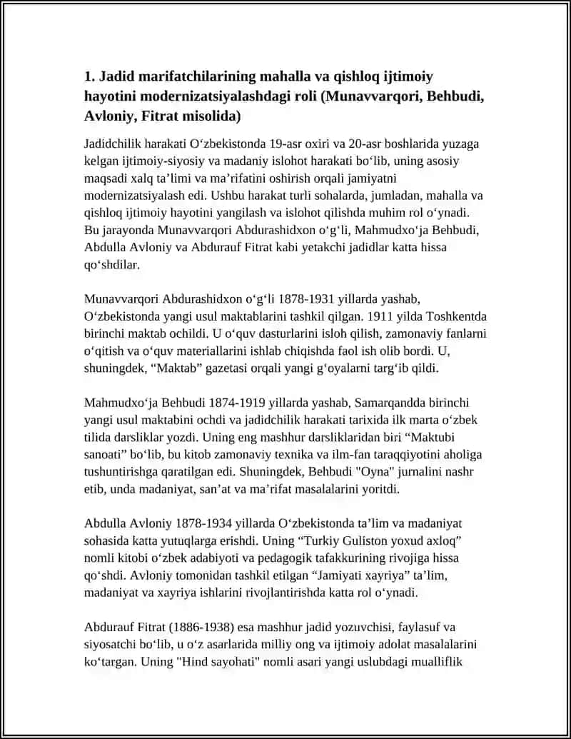 JADID MARIFATPARVARLARINING OLKA IJTIMOIY MANAVIY HAYOTIDA TUTGAN ORNI 4