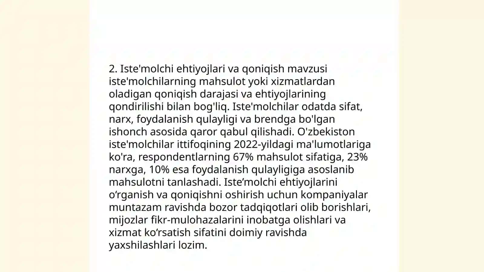 Qoniqish darajasi va talab dinamikasi 4