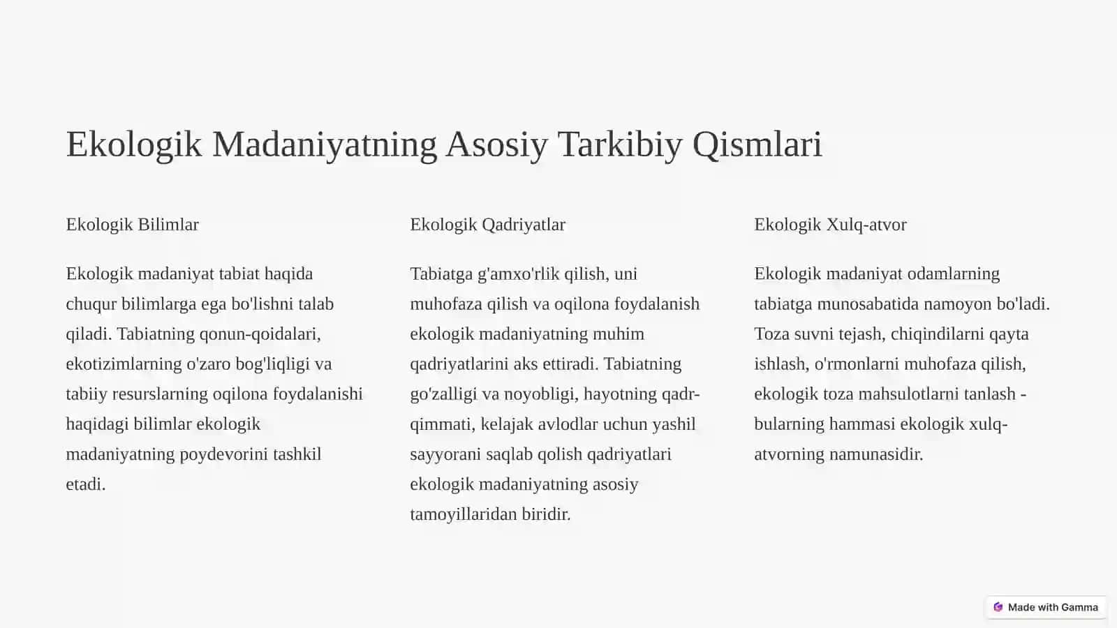 Ekologik madaniyat. Ekologik ma’naviyatni shakllantirish tamoyillari 4