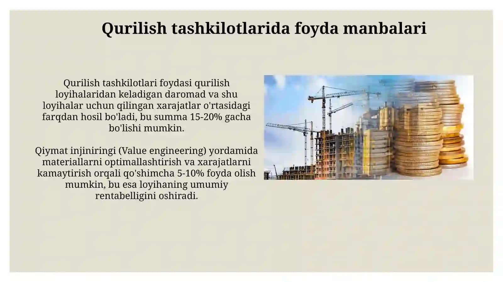 Qurilish tashkilotida foyda va rentabellik 4