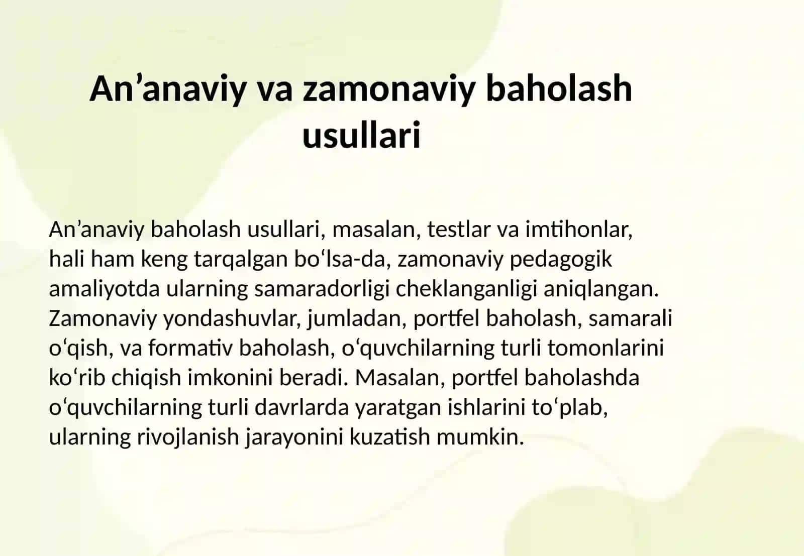 Boshlang‘ich ta’limda o‘quv natijalarini baholashning zamonaviy yondashuvlari 4