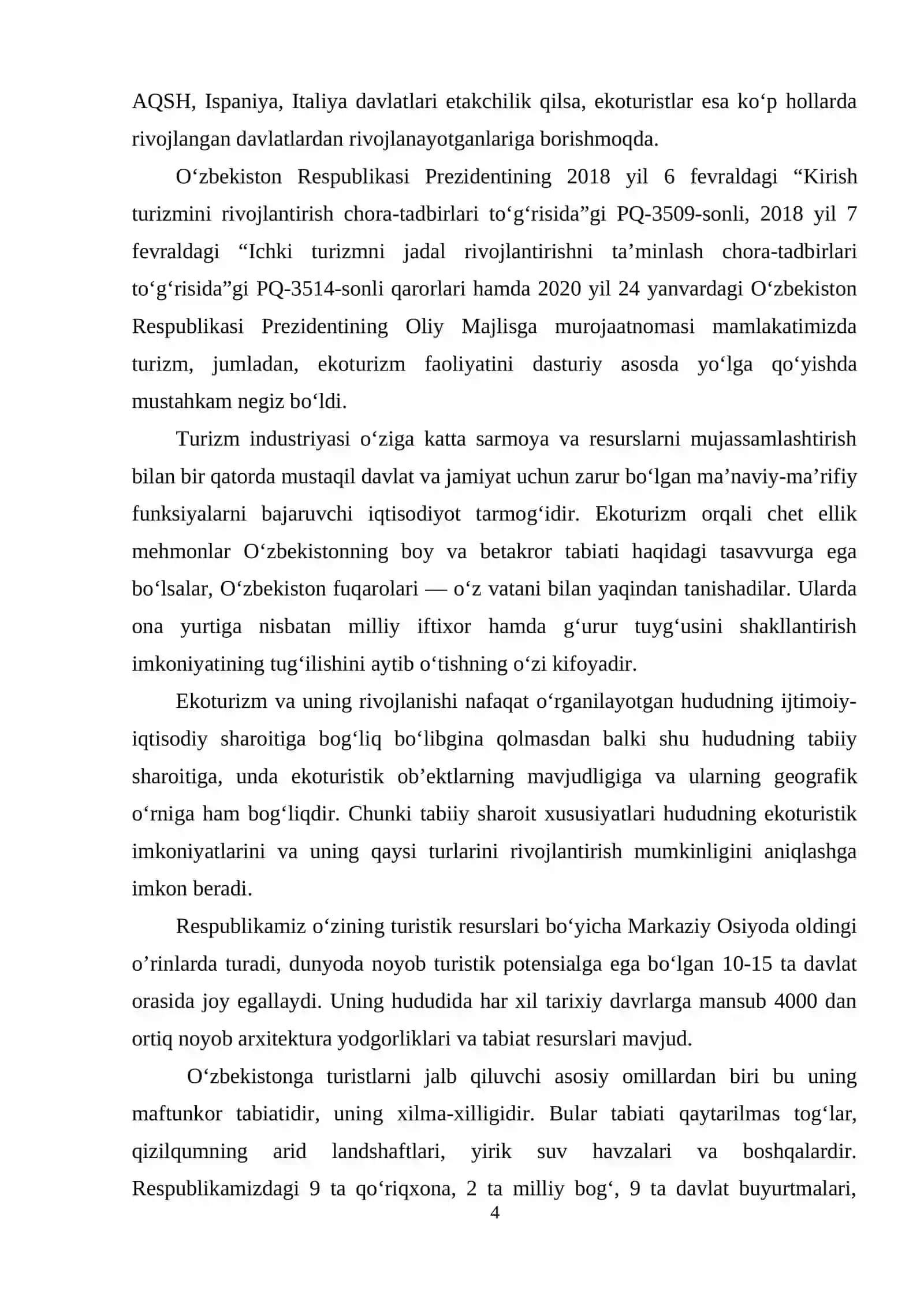 BUXORO VILOYATI ROMITAN TUMANIDA MAVJUD “QORAQIR” KO’LI YONBAG’RIDA EKOTURIZM OBYEKTLARINI ARXITEKTURAVIY LOYIHASI bitiruv malakaviy ish 4
