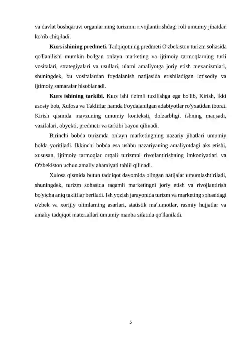 Turizmda Online Marketing va Ijtimoiy Tarmoqlardan Foydalanish Imkoniyatlari 4
