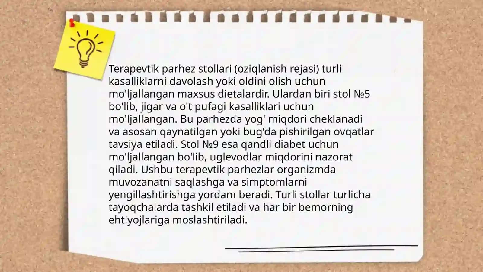 Tibbiyotda ovqatlanish nazariyasi. Parxez stollari 4