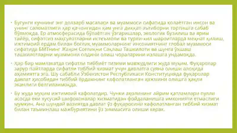 KONSTITUTSIYADA SOG’LIQNI SAQLASHGA OID MUHIM QOIDALAR 4