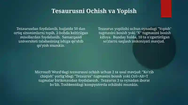 Microsoft Word dasturida tezaurslar bilan samarali ishlash 4
