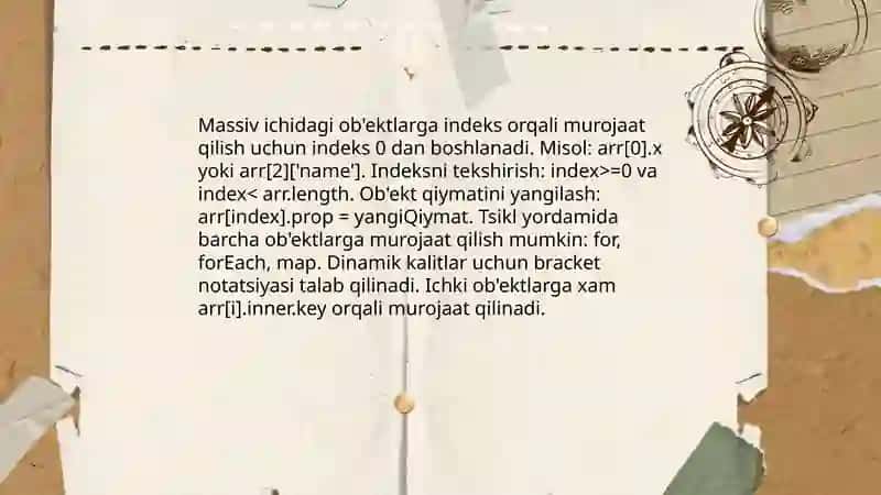 Ob'ektlar massivi bilan ish yuritish 4