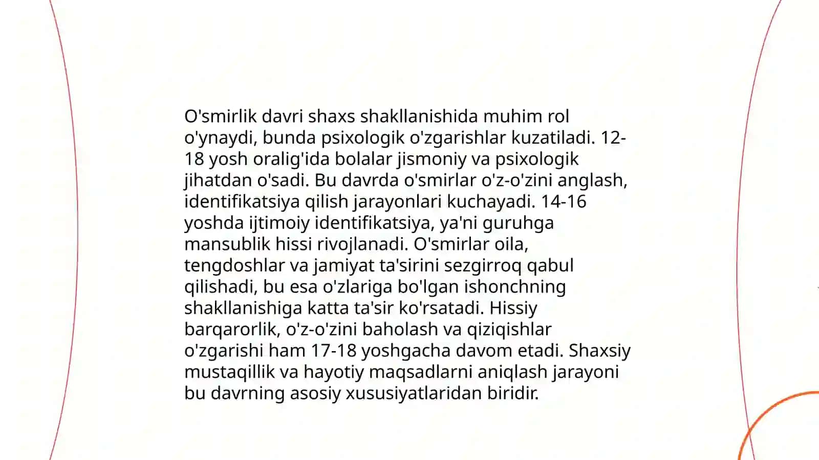 Ósmirlik davrida shaxs shakllanishi 4