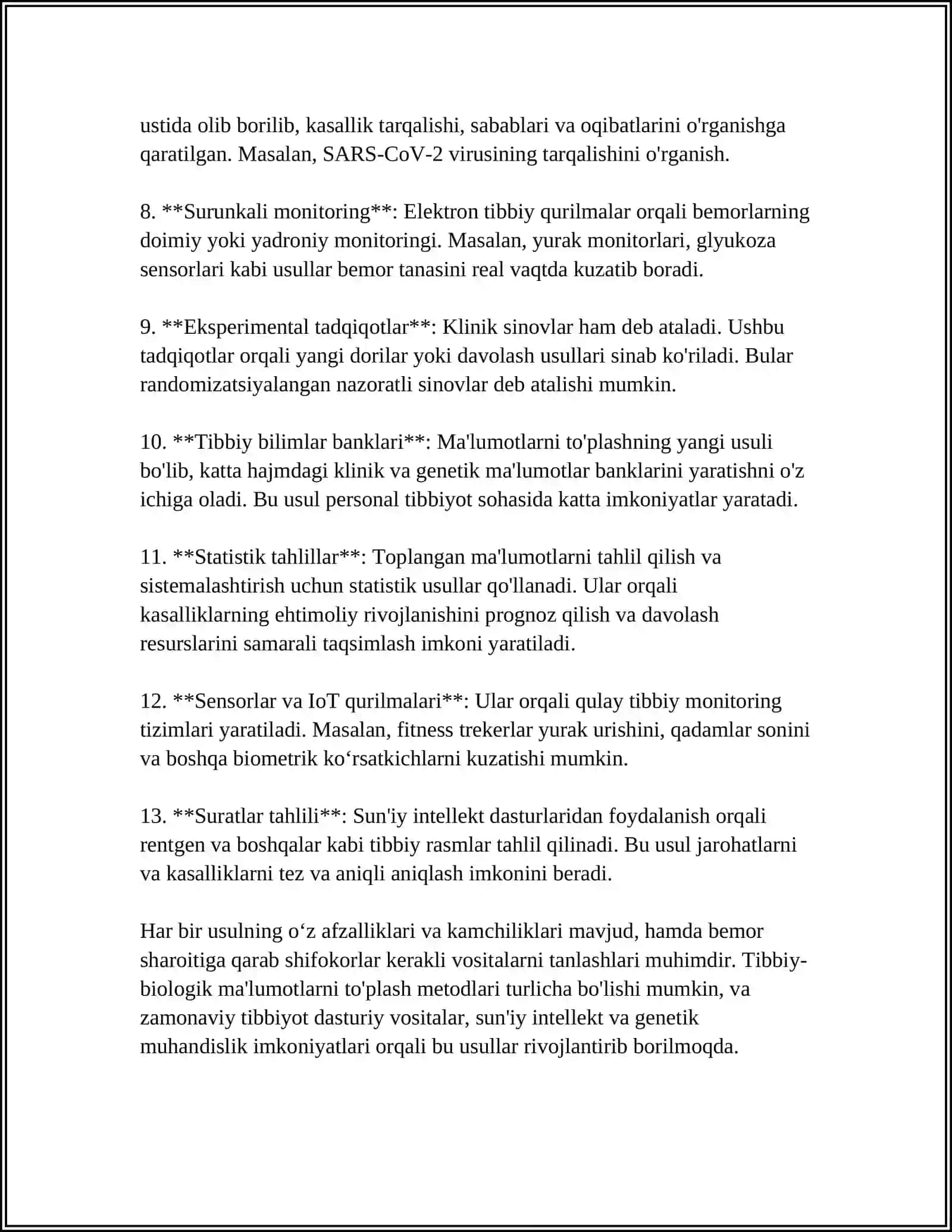 TIBBIY-BIOLOGIK MASALANI YECHISH MISOLIDA MA'LUMOTLARNI TASHKIL QILISH VA KIRITISH 4