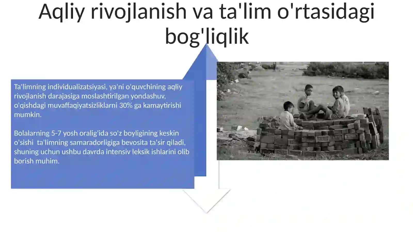 Rivojlanishni davrlashtirish muammosi psixik rivojlanish va taʼlim oʻrtasida oʻzaro munosabat 4