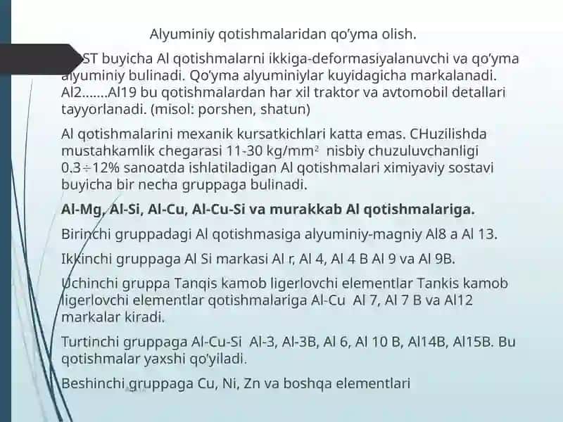 Mis qоtishmаlаridаn quymаlаr ishlаb chiqаrish 4