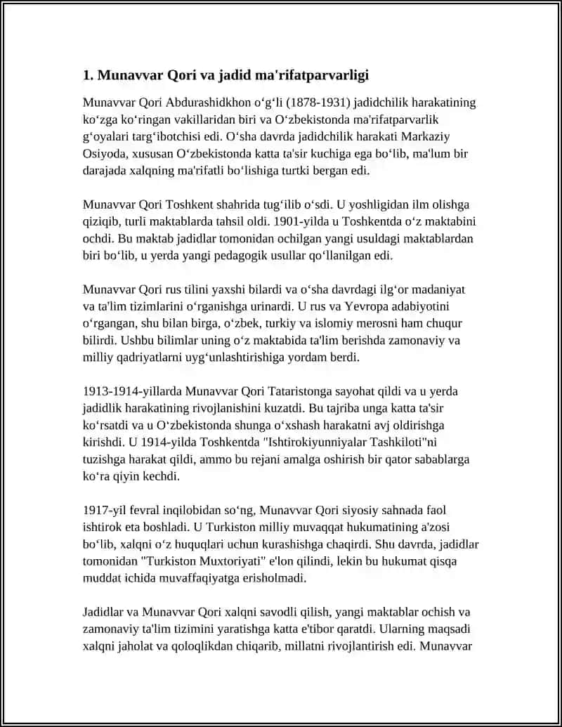 JADID MA'RIFATPARVARLIGINING O'LKA IJTIMOIY-MA'NAVIY HAYOTIDAGI TUTGAN O'RNI 4