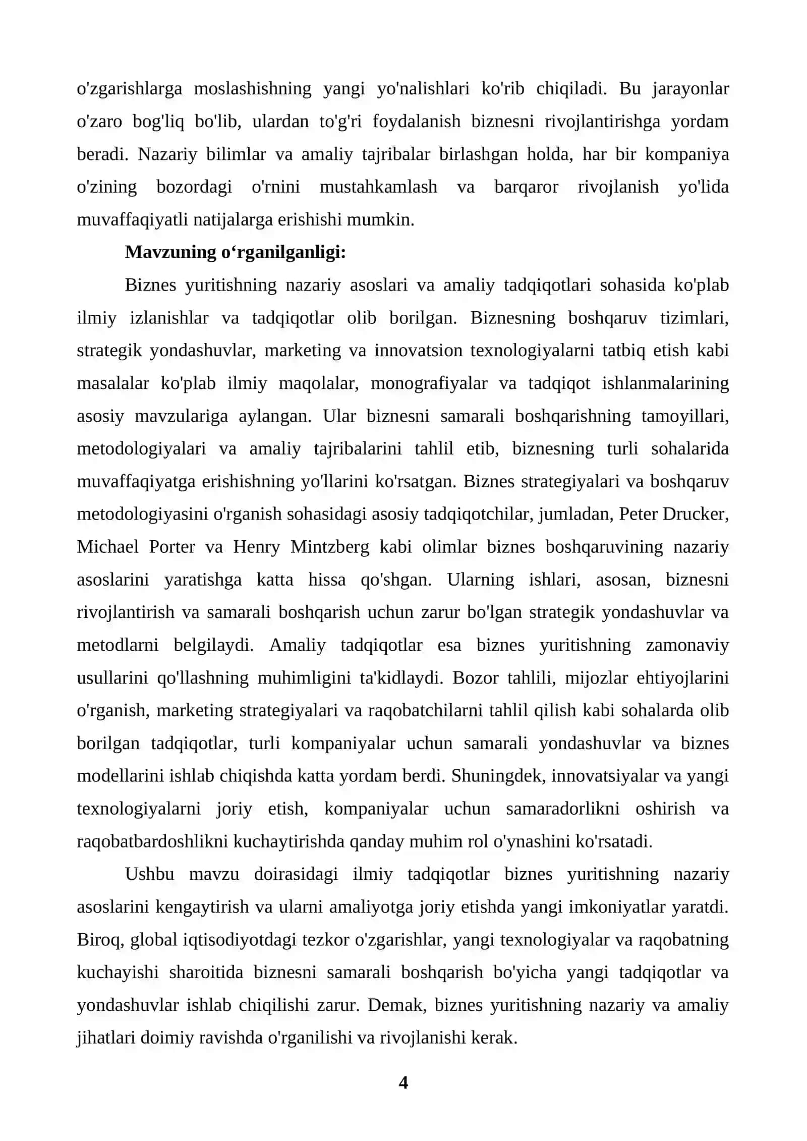 Biznes yuritish nazariy qarashlar va amaliy tadqiqotlar 4
