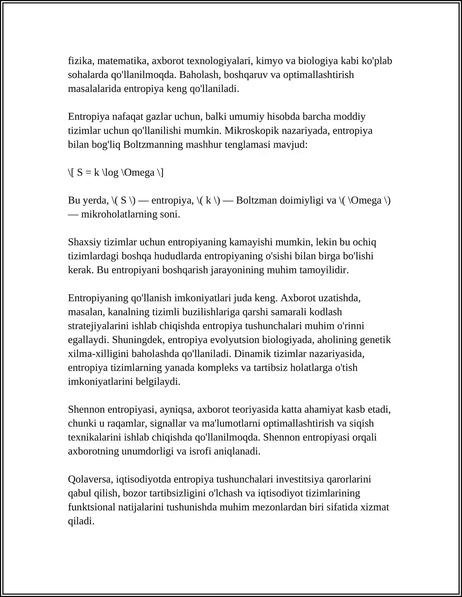 SHARTLI ENTROPIYA. ENTROPIYA VA AXBOROT 4