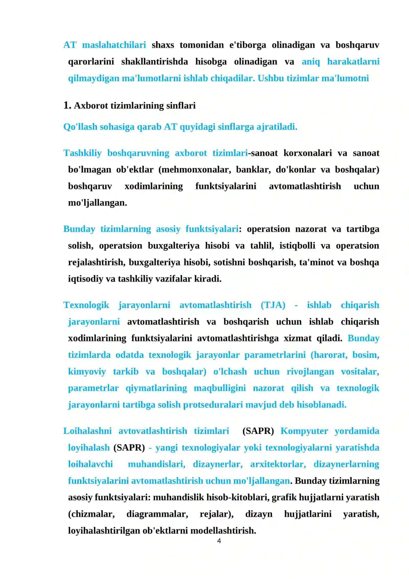 Axborot tizimlarini loyihalash kursi 4