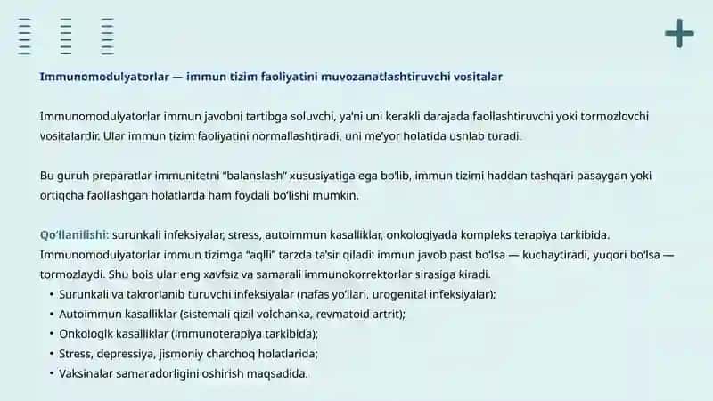Immunitetga ta’sir qiluvchi vositalar: 4