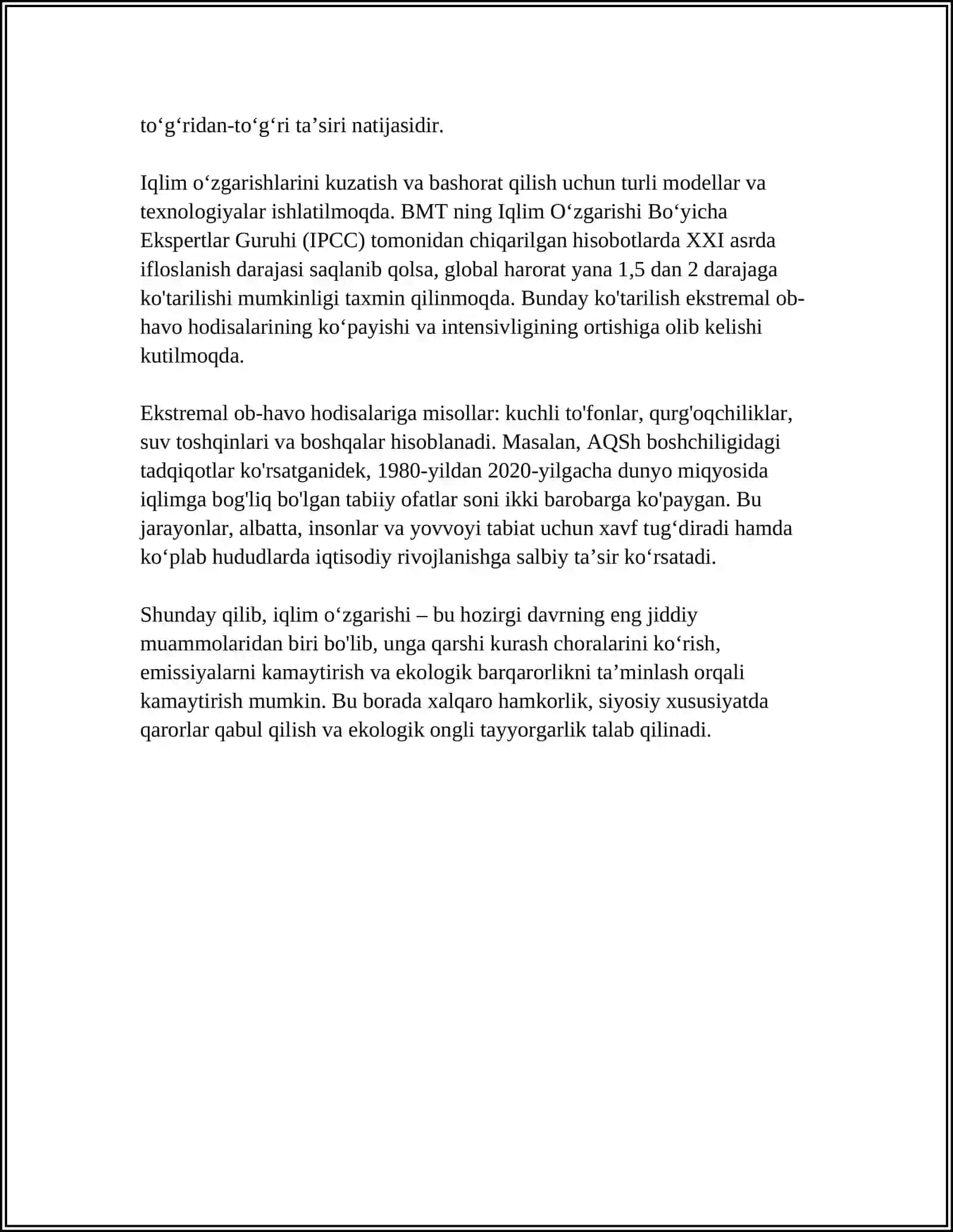 EKOLOGIYADAN GLOBAL MUAMMOLARI 4
