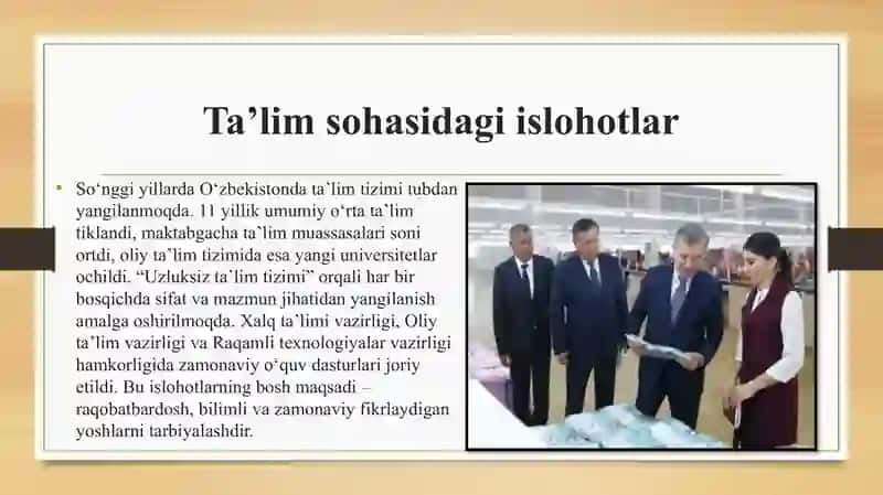 Oʻzbekistonda ijtimoiy sohada amalga oshirilayotgan oʻzgarishlar mazmun va mohiyati 4