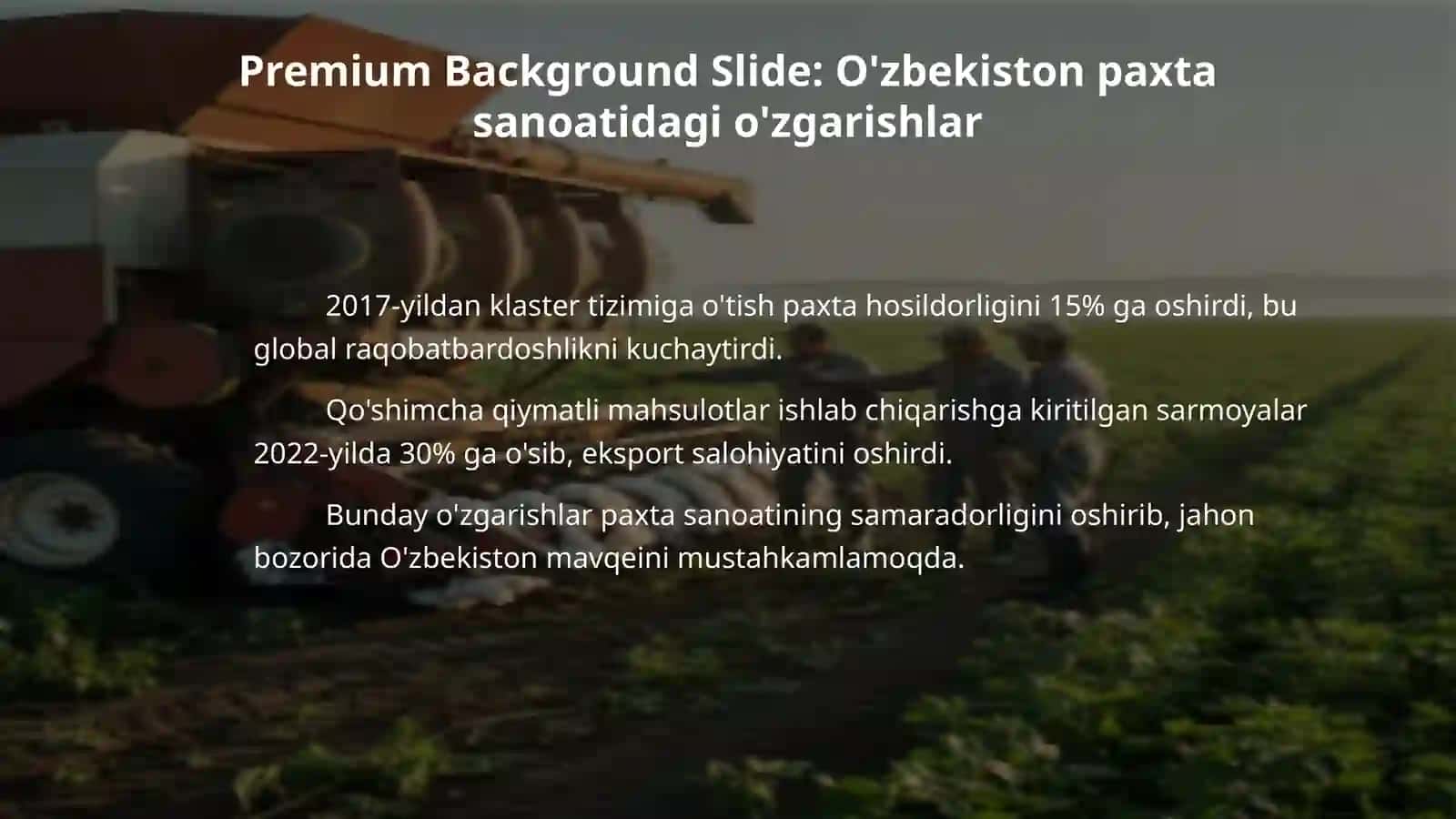 Respublikamiz paxta tolasining jahon bozorida tutgan o‘rnini baholash 4