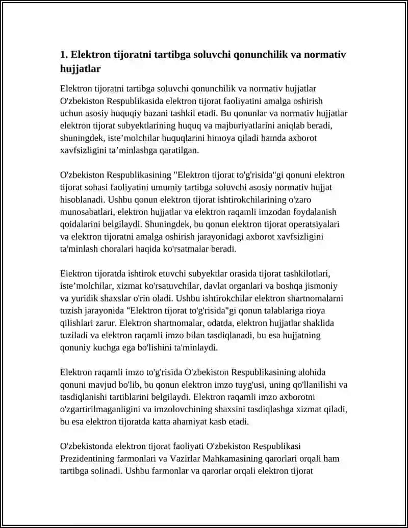 ELEKTRON TIJORATNI TASHKIL ETISHNING HUQUQIY ASOSLARI 4