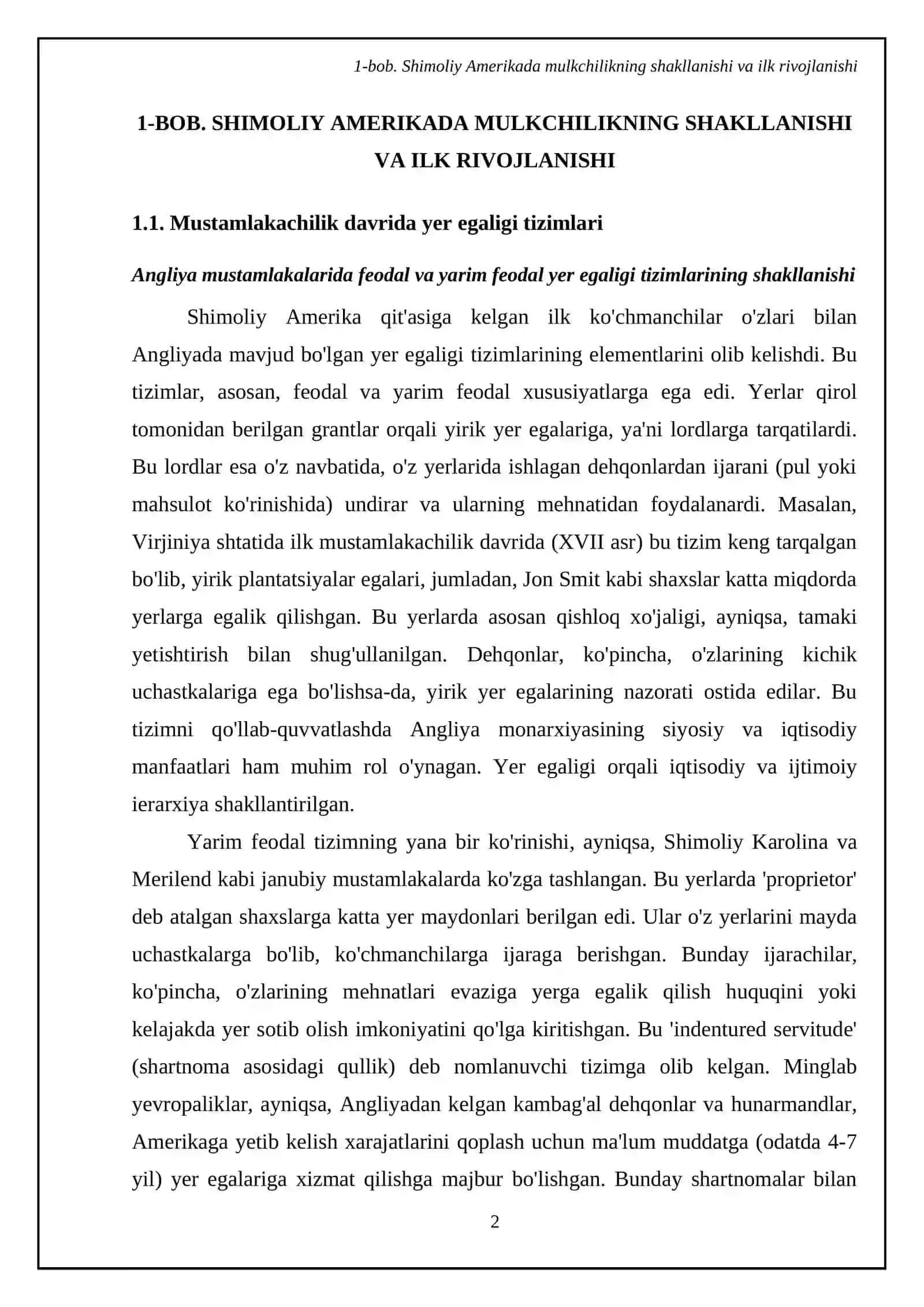 Mulkchilik instituti rivojlanishining SHimoliy Amerika mamlakatlarda rivojlangan yo‘llari 4