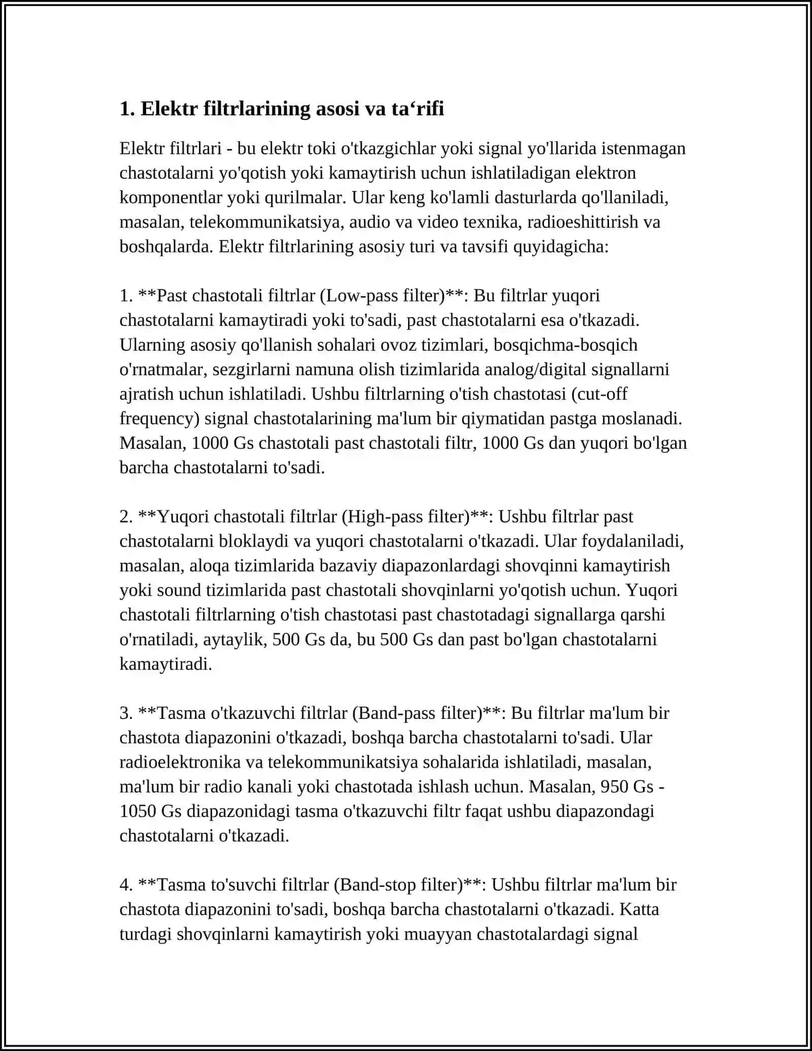 Elektr filtrlari 4