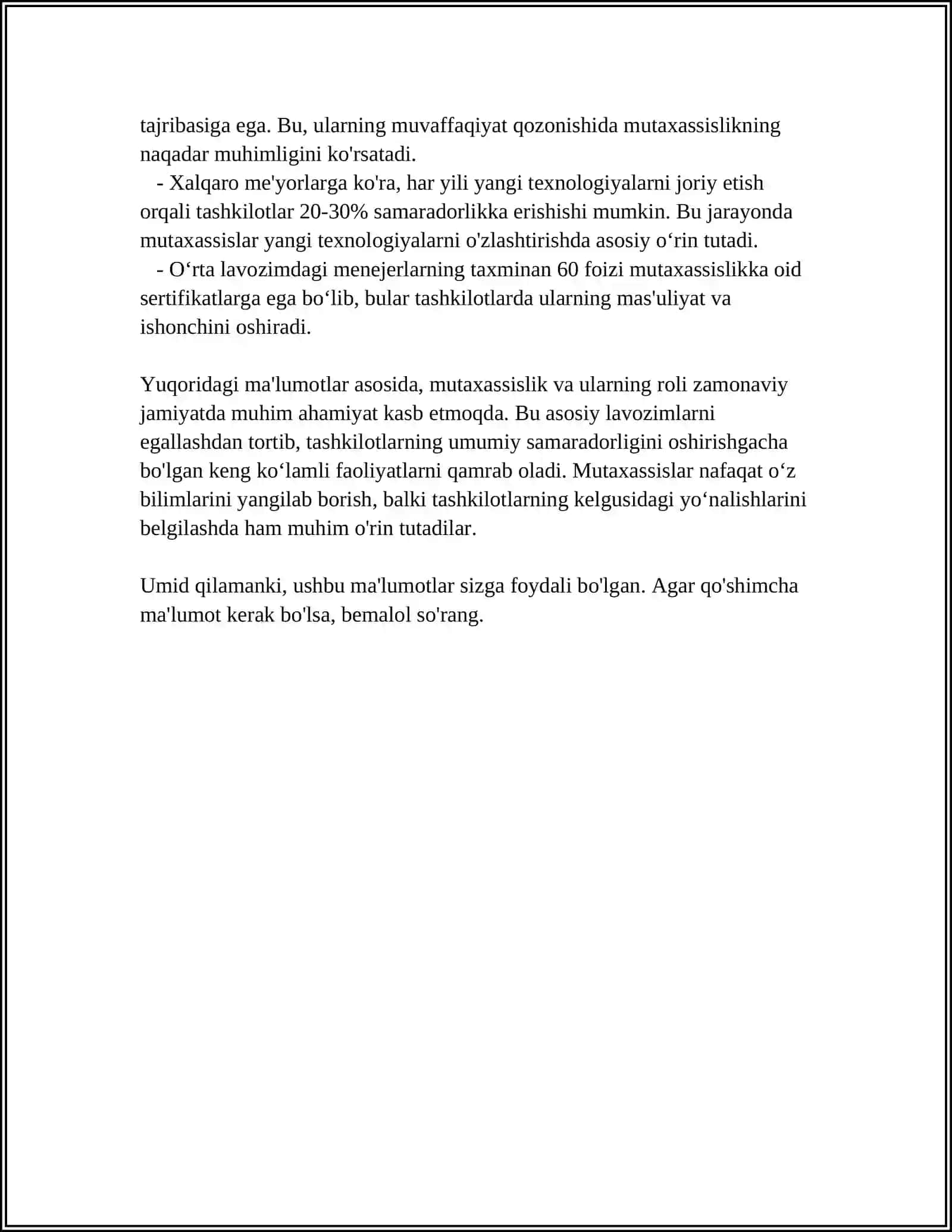 CHORVACHILIKDAGI MUAMMOLARNI HAL QILISHDA MUTAXASSISNING OʻRNI 4
