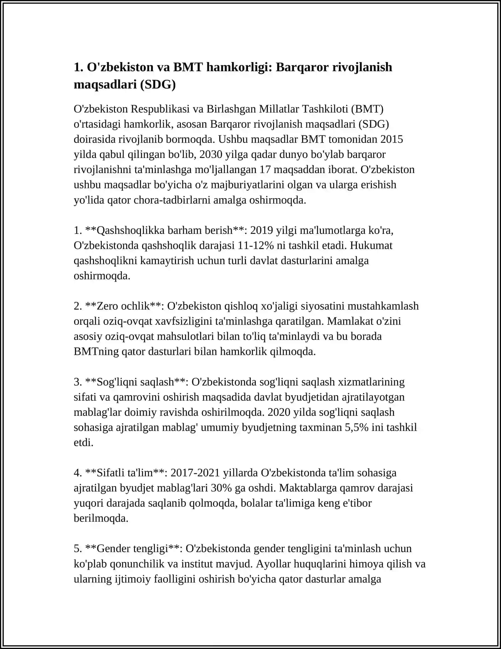 O'ZBEKISTONNING XALQARO TASHKILOTLAR BILAN HAMKORLIK ALOQALARI 4