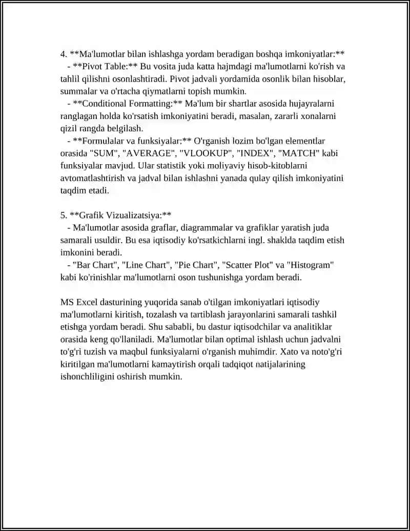IQTISODIY MASALALARNI MS EXCEL YORDAMIDA YECHISH 4